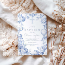 Toile De Jouy Azul Batismo Menino