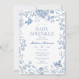 Convites Toile De Jouy Azul Floral Francês Chás de Bebê