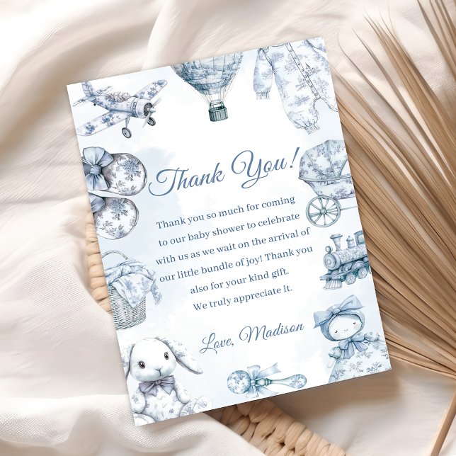 Convites Toile De Jouy Blue Baby Shower Party (Criador carregado)