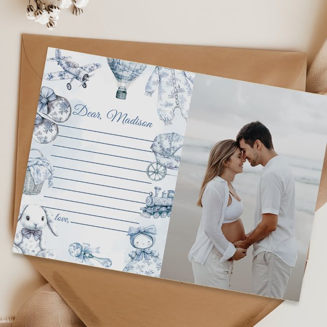 Convites Toile De Jouy Blue Capsule Note Message Card (Criador carregado)