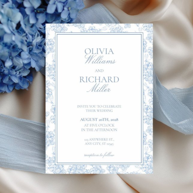 Convites Toile de Jouy Blue Wedding Invitation,  (Criador carregado)