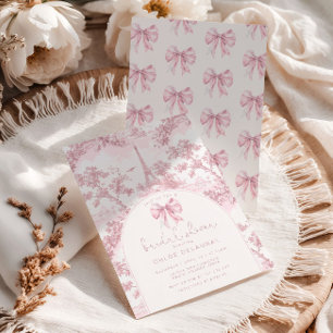 Convites Toile de Jouy Chá de Noiva Rosa Francês Paris