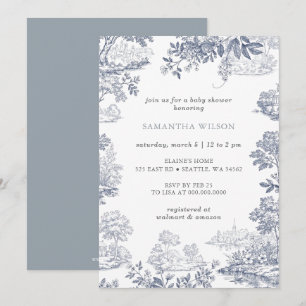 Convites Toile De Jouy Chinoiserie Menino Chamada Baby Show