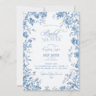 Convites Toile De Jouy Floral Bridal Francesa