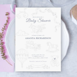 Convites Toile de Jouy Nursery Baby Shower