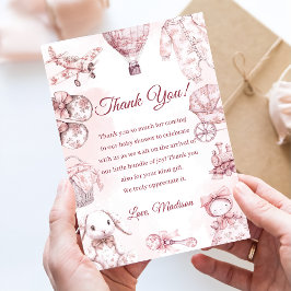 Convites Toile De Jouy Pink Girl Baby Shower Party