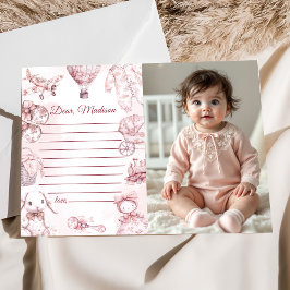 Convites Toile De Jouy Pink Girl Capsule Note Message Card