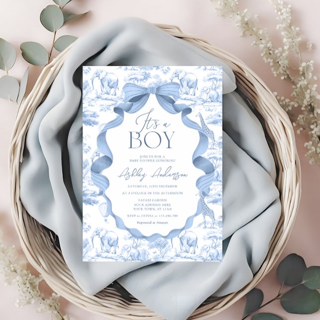 Convites Toile de Jouy Safari É um Chá de fraldas (Criador carregado)