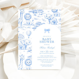 Convites Toile De Jouy Safari Menino Azul Chá de Bebê