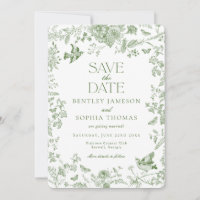 Toile De Jouy Verde Vintage Floral Salve a Data