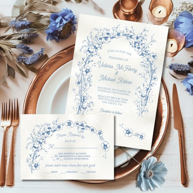 Convites Toile Floral Arch Simple Wedding RSVP (Criador carregado)