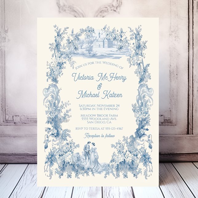 Convites Toile Floral castelo Wedding (Criador carregado)