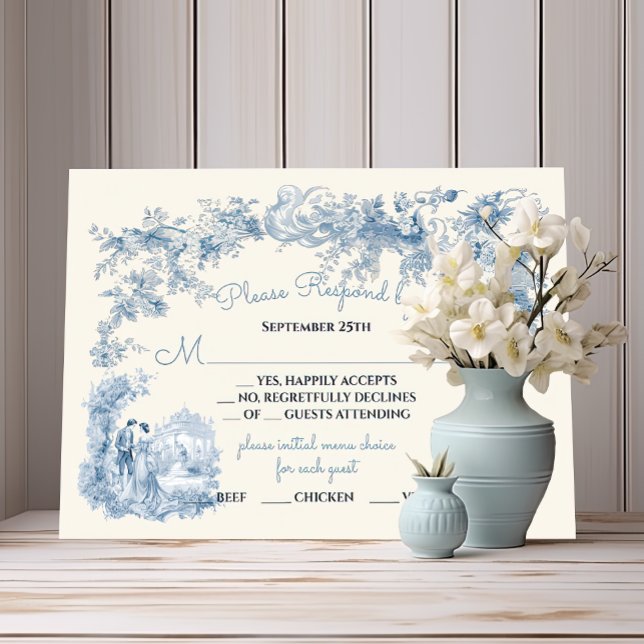 Convites Toile Floral castelo Wedding RSVP (Criador carregado)