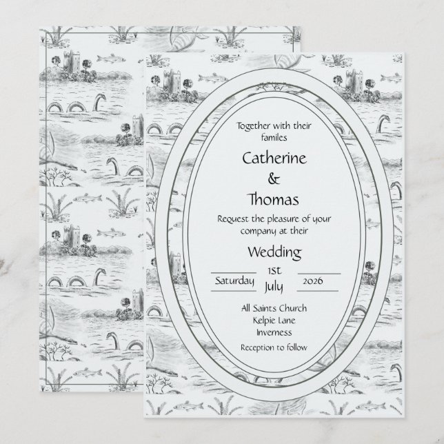 Convites Toile Loch Ness (Frente/Verso)