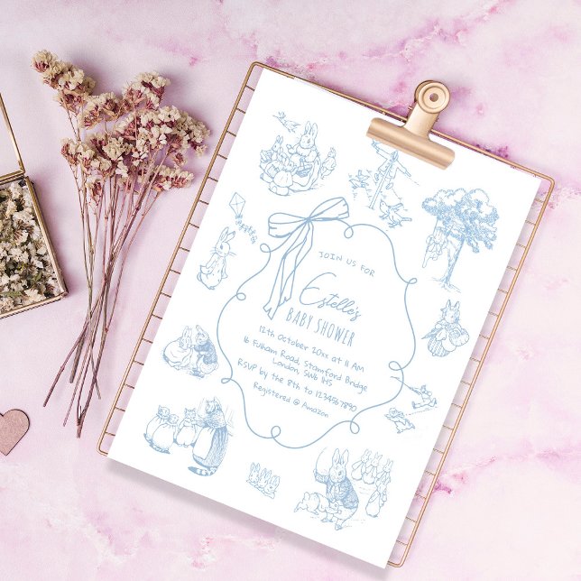 Convites Toile Peter the Rabbit Beatrix Baby Shower (Criador carregado)