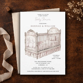 Convites Toile Pink Baby Shower