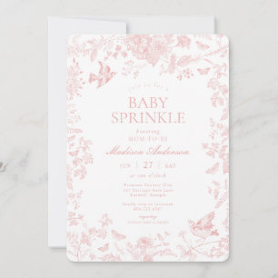 Convites Toile Rosa De Jouy Floral Baby Sprinkle Francês