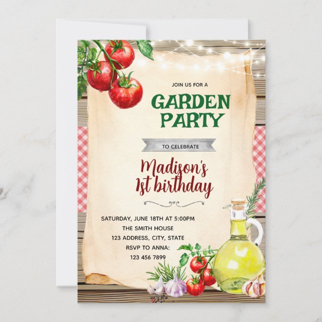 Convites Tomato Garden Party Invitation (Frente)