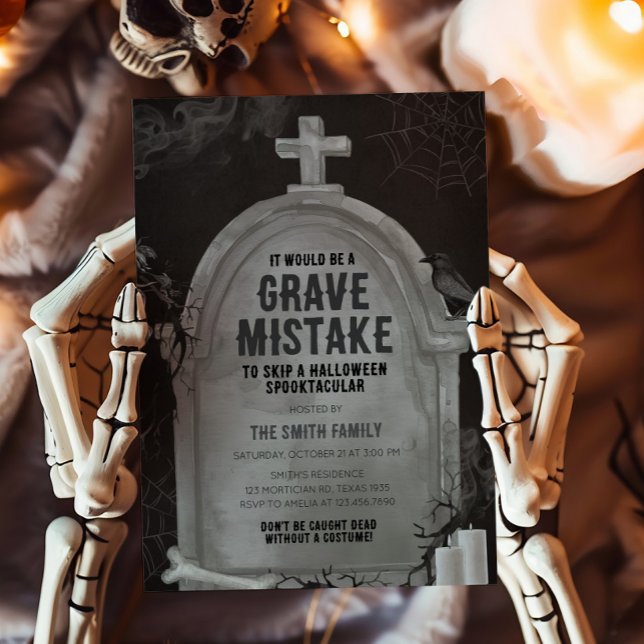 Convites Tombstone Grave Misture Festa Halloween (Tombstone Grave Mistake Halloween Party Invitation)