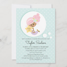 Convites Tonalidade de pele escura Chá de fraldas de Sereia