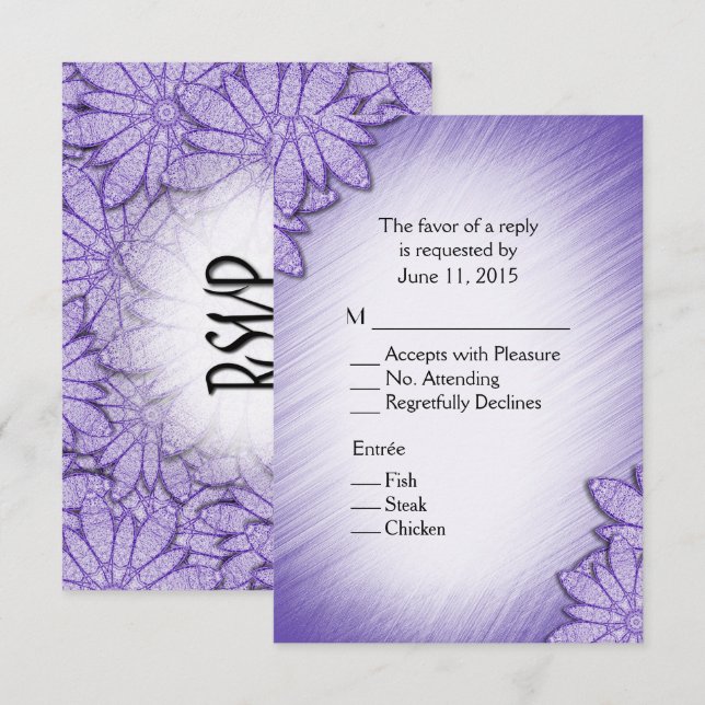 Convites Tonalidade floral ultra violeta RSVP com seleção d (Frente/Verso)
