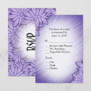 Convites Tonalidade floral ultra violeta RSVP com seleção d