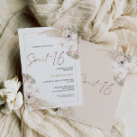 Convites Tones Naturais Boho Pampas Grass Sweet 16 Aniversá<br><div class="desc">Natural Tones Boho Pampas Grass Sweet 16 Aniversário Convite Bohemian inspirou um doce convite de 16 anos com dois arranjos florais cor de terra e rosa pálido com grama pampas e folhas de palma. Este doce convite de 16 anos também apresenta uma imagem caligráfica moderna como um título em uma...</div>