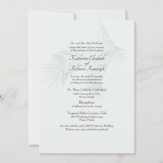 Convites Tono Suave Tropical Site 2 Casamento Website (Frente)