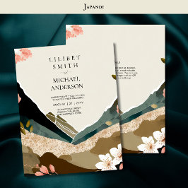 Convites Tons da Terra do Tema de Casamento Japandi Escandi