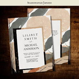 Convites Tons da Terra do Tema de Casamento Japandi Escandi