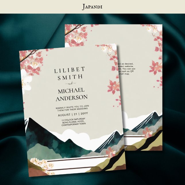 Convites Tons da Terra do Tema de Casamento Japandi Escandi (Criador carregado)