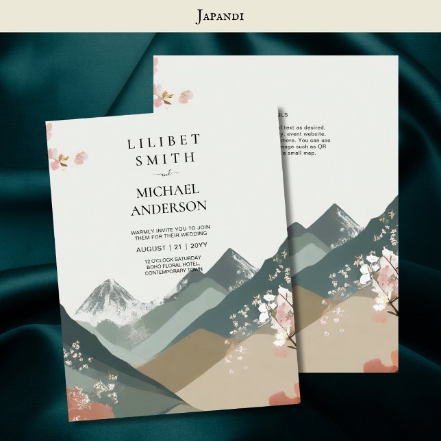 Convites Tons da Terra do Tema de Casamento Japandi Escandi (Criador carregado)