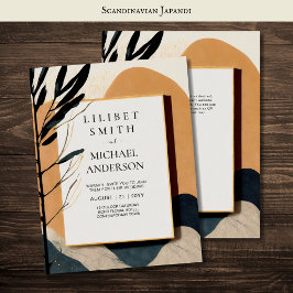 Convites Tons da Terra do Tema de Casamento Japandi Escandi