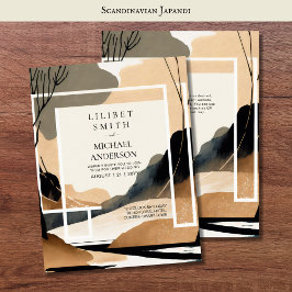 Convites Tons da Terra do Tema de Casamento Japandi Escandi