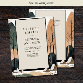 Convites Tons da Terra do Tema de Casamento Japandi Escandi