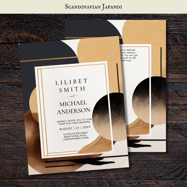 Convites Tons da Terra do Tema de Casamento Japandi Escandi (Criador carregado)