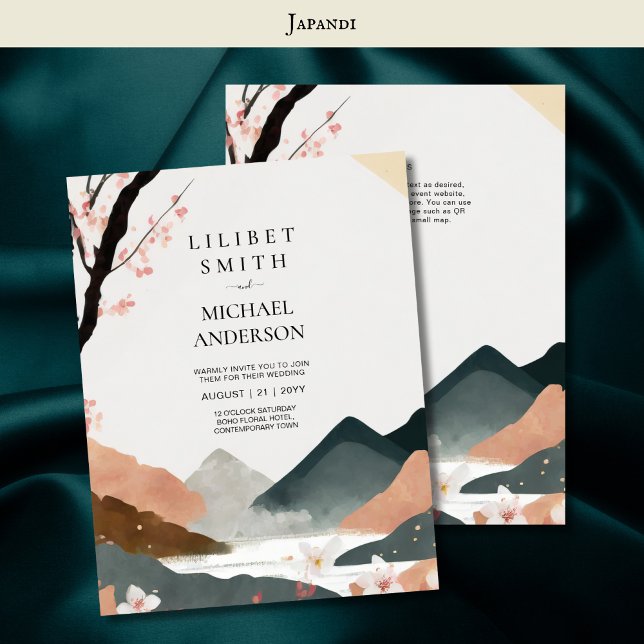 Convites Tons da Terra do Tema de Casamento Japandi Escandi (Criador carregado)