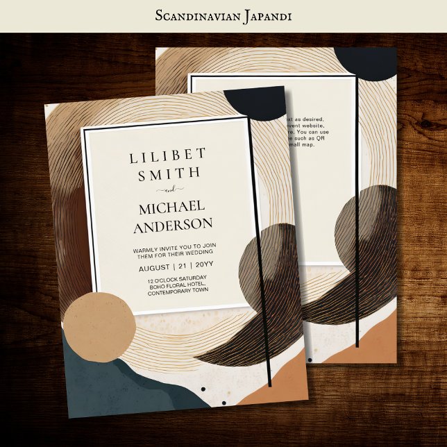 Convites Tons da Terra do Tema de Casamento Japandi Escandi (Criador carregado)
