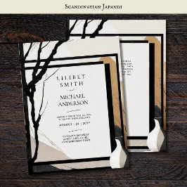 Convites Tons da Terra do Tema de Casamento Japandi Escandi