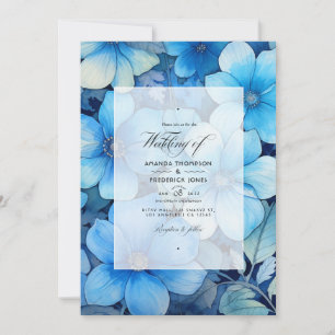 Convites Tons de Azul Casamento Floral