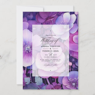 Convites Tons de Casamento Floral Roxo