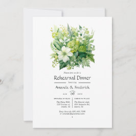 Convites Tons de Verde Jantar de Ensaio de Casamento Floral