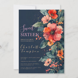 Convites Tons florais cor de laranja queimados 16