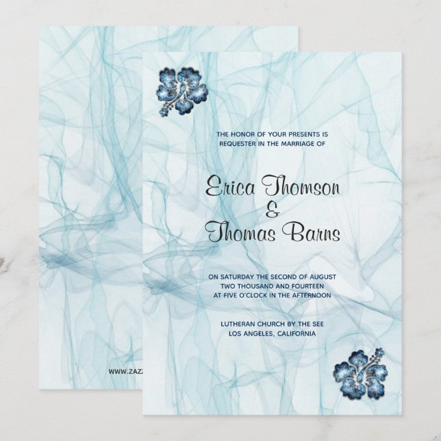 Convites Tons Pastel Azul Fundo Casamento (Frente/Verso)