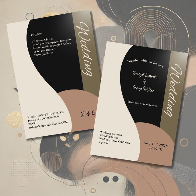 Convites tons terrosos casamento boho chic simples (Criador carregado)