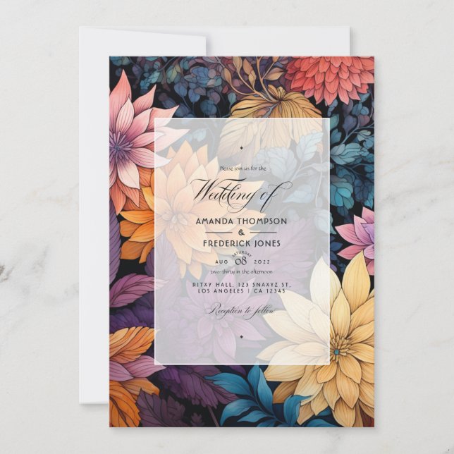 Convites Tons Terrosos Casamento Floral (Frente)