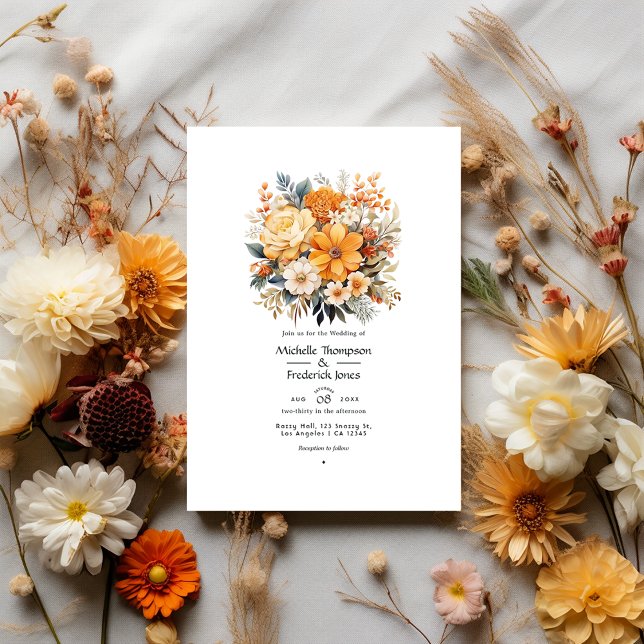 Convites Tons Terrosos Casamento Floral (Criador carregado)