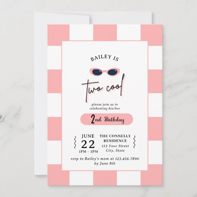 Convites Too Cool 2nd Birthday Invitation (Frente)