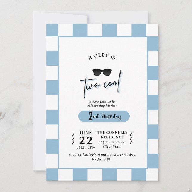 Convites Too Cool 2nd Birthday Invitation (Frente)