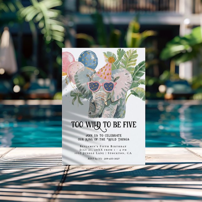 Convites Too Wild to Be Five Elephant Jungle Birthday (Criador carregado)